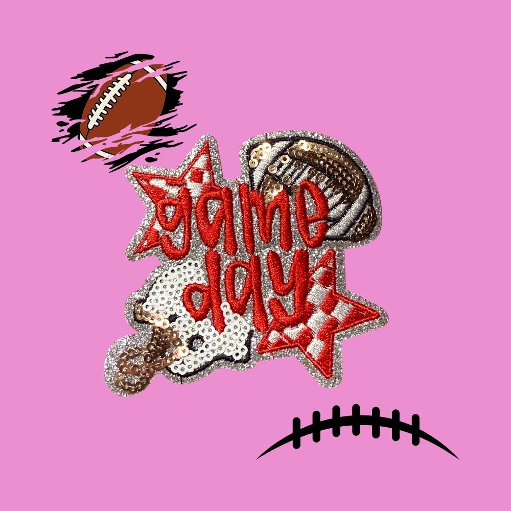 🏈 Game Day Football Patches – Ready to Press Small Embroidery Appliqués | Iron-On Hat, Jacket & Clothing Patch