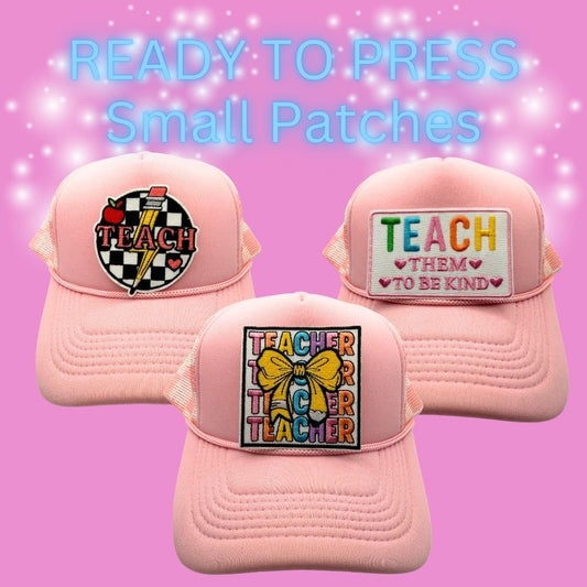 🍎✨ Ready to Press Small Patches – Teacher & Classroom Inspired Designs
