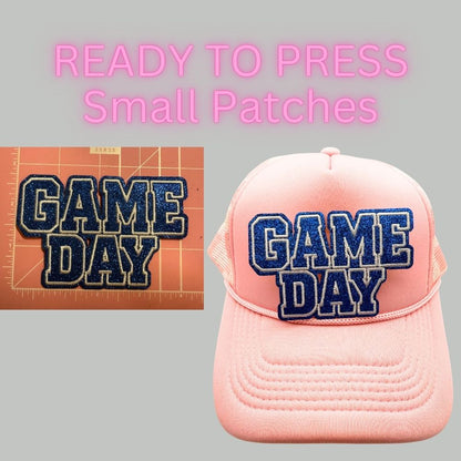 Ready to Press “Game Day” Glitter Patches – Sparkly Heat Press Patches for Hats, Tees & DIY Apparel (Multiple Colors)