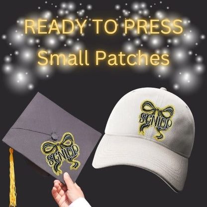 Ready to Press Senior Bow Small Patches – Graduation Cap & Hat Embroidery