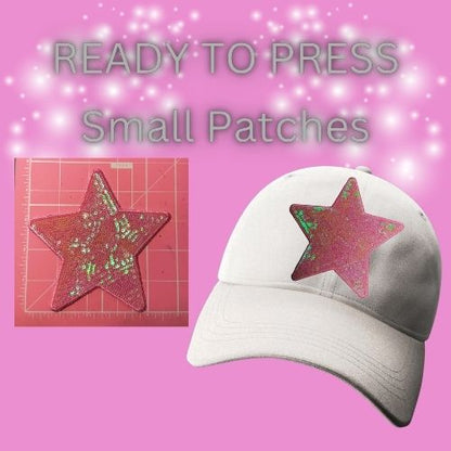 ✨ READY TO PRESS Small Glitter Star & Bow Patches | Sparkly Iron-On Embroidered Appliqués