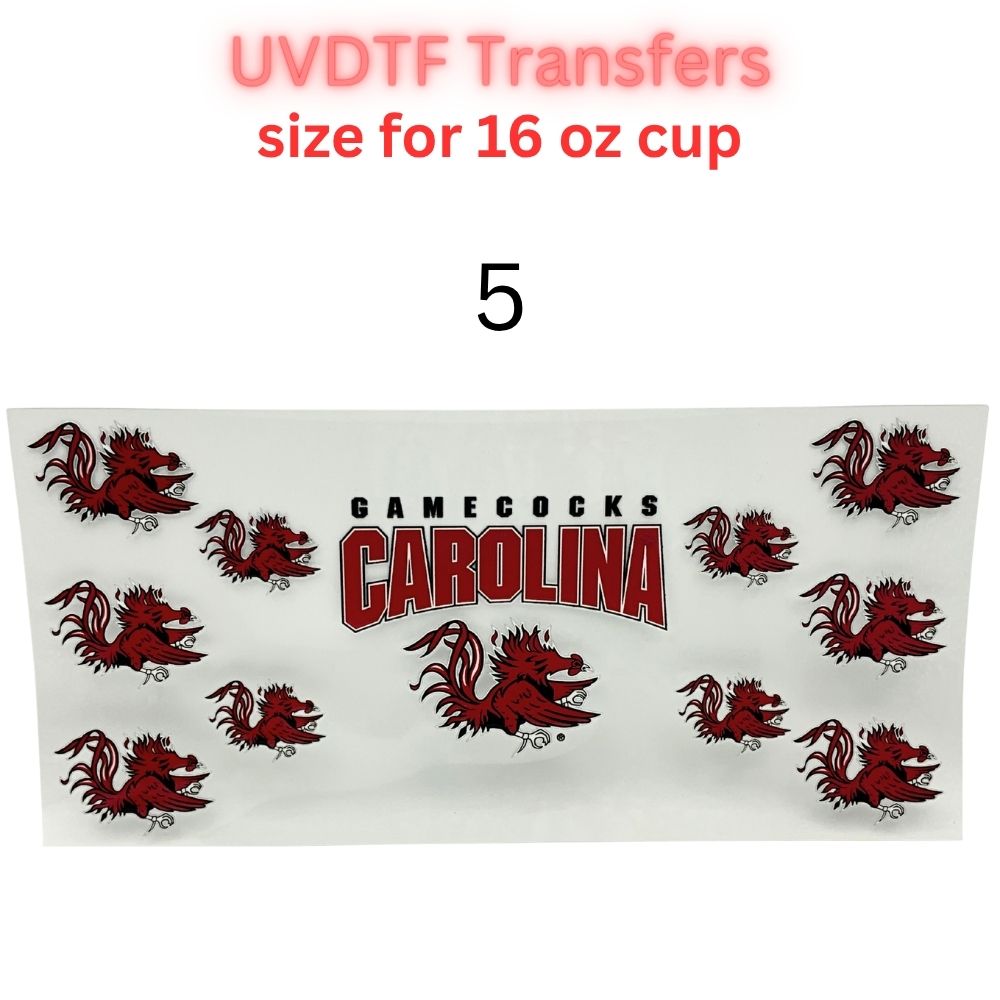 Garnet & Black Football-Themed UV DTF Cup Wrap Decals | 16 oz Cup Transfers | Mascot-Inspired Sports Designs | Waterproof Tumbler Stickers