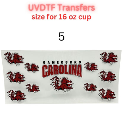 Garnet & Black Football-Themed UV DTF Cup Wrap Decals | 16 oz Cup Transfers | Mascot-Inspired Sports Designs | Waterproof Tumbler Stickers