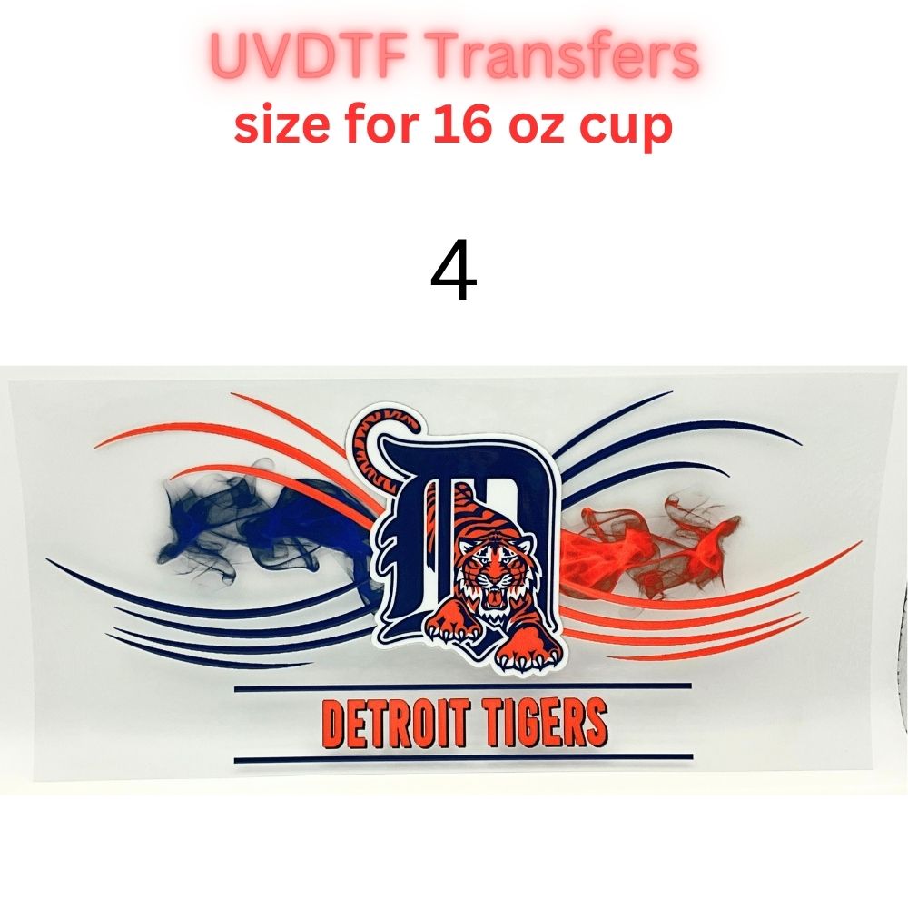 Blue & Orange Baseball-Inspired UV DTF Cup Wrap | 16 oz Tumbler Decal | Big Cat Sports Fan Transfer | Waterproof Drinkware Sticker