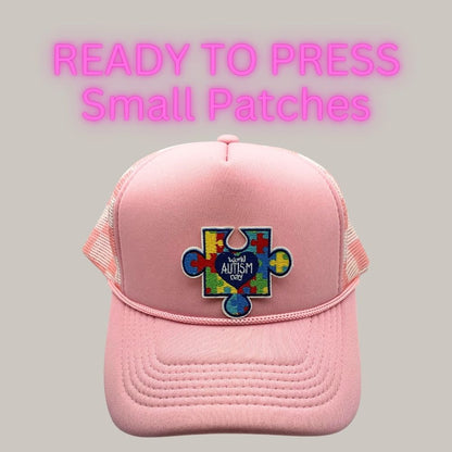 Ready to Press Autism Awareness Patches – Small Puzzle & Inspirational Heat Press Patches for Hats, Shirts & Accessories