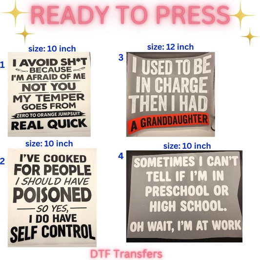 Funny DTF Transfers Collection – Ready to Press