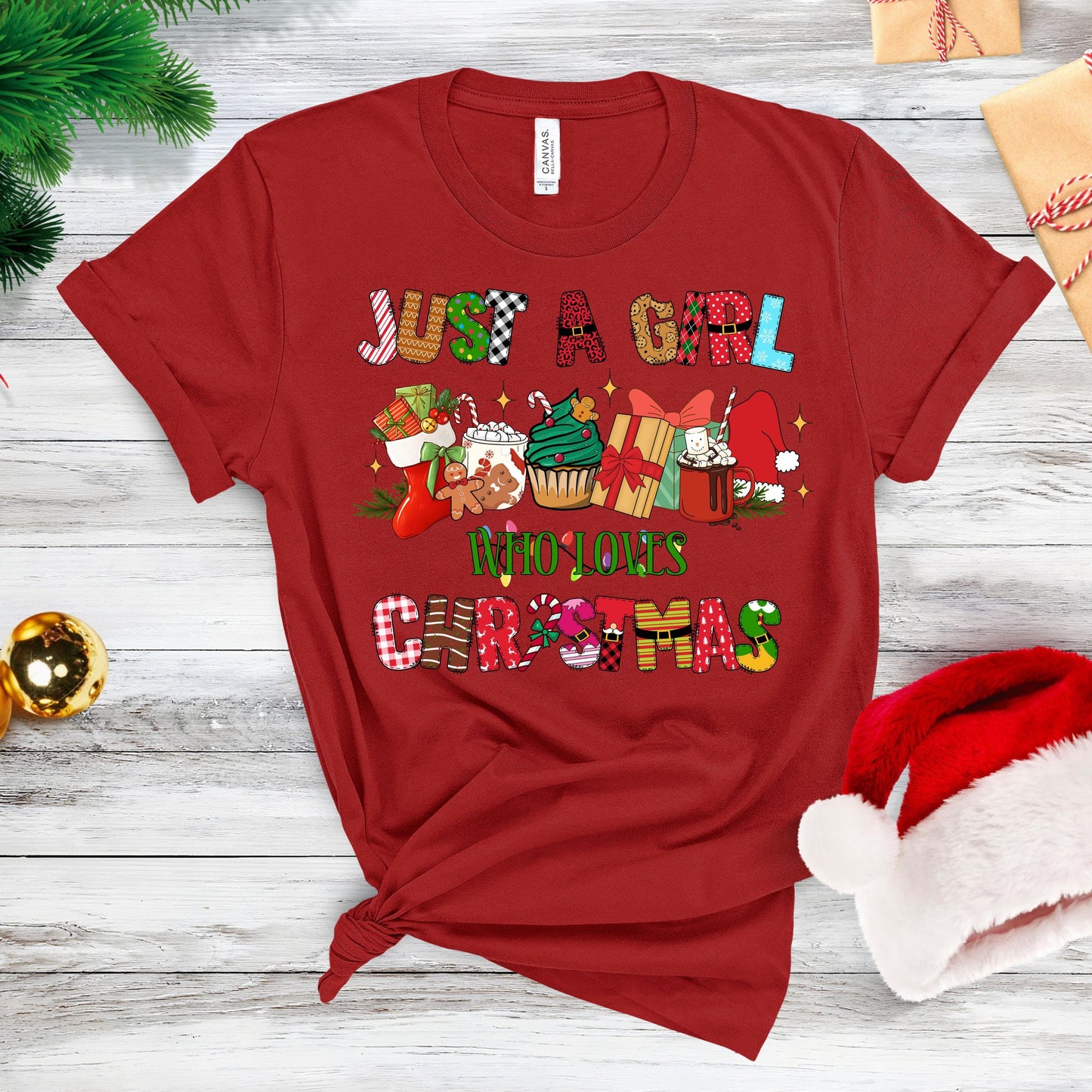 Just A Girl Who Loves Christmas PNG – Holiday Sublimation Digital Download