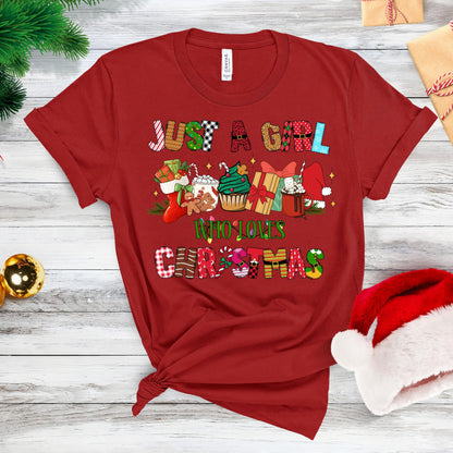 Just A Girl Who Loves Christmas PNG – Holiday Sublimation Digital Download