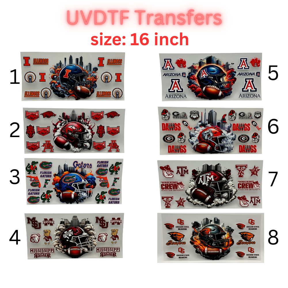 Football Helmet City Vibes UV DTF Transfer Sheet – 16 Inch | Game Day Inspired Designs