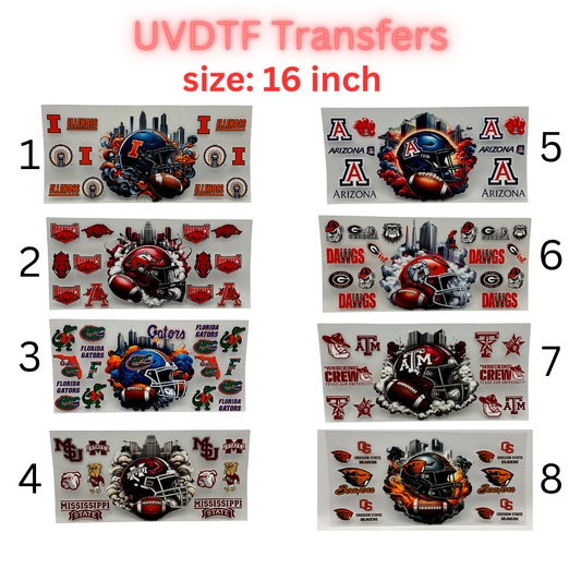 Football Helmet City Vibes UV DTF Transfer Sheet – 16 Inch | Game Day Inspired Designs