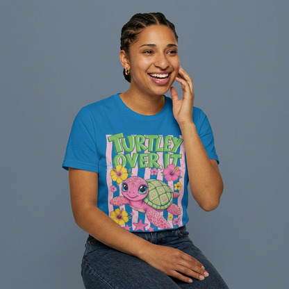 T-Shirt — “Turtley Over It” Floral Sea Turtle Graphic Tee