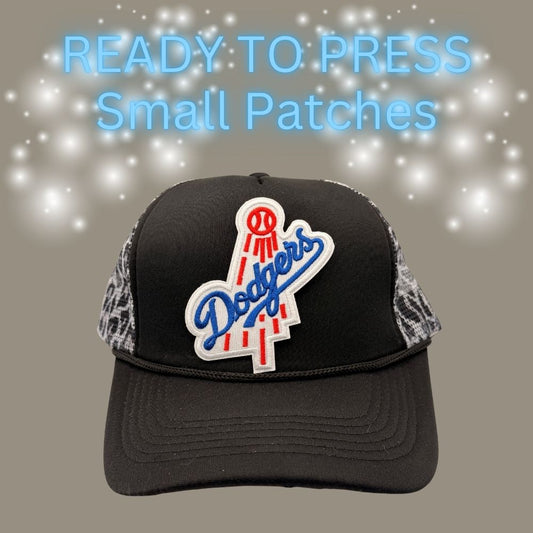 ⚾✨ Ready-to-Press Small Embroidered Baseball Script Patch – Red, White & Blue Design