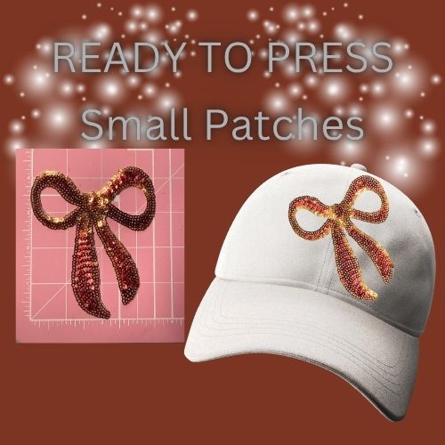 ✨ READY TO PRESS Small Glitter Star & Bow Patches | Sparkly Iron-On Embroidered Appliqués