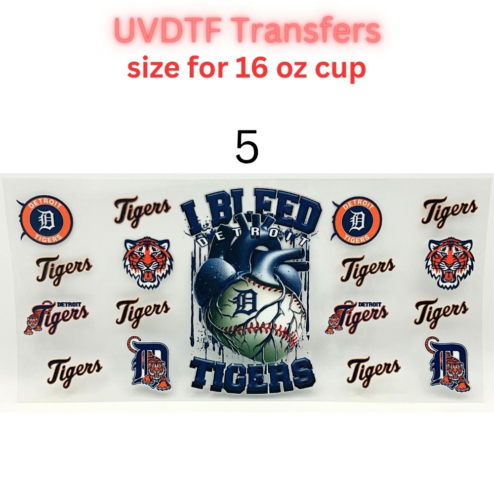 Blue & Orange Baseball-Inspired UV DTF Cup Wrap | 16 oz Tumbler Decal | Big Cat Sports Fan Transfer | Waterproof Drinkware Sticker