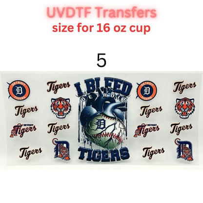 Blue & Orange Baseball-Inspired UV DTF Cup Wrap | 16 oz Tumbler Decal | Big Cat Sports Fan Transfer | Waterproof Drinkware Sticker