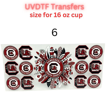 Garnet & Black Football-Themed UV DTF Cup Wrap Decals | 16 oz Cup Transfers | Mascot-Inspired Sports Designs | Waterproof Tumbler Stickers