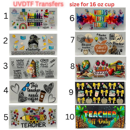 Teacher UVDTF Cup Wrap | 16oz Libbey Glass Transfer | Best Teacher Gift | School Tumbler Decal | Teacher Life Wrap