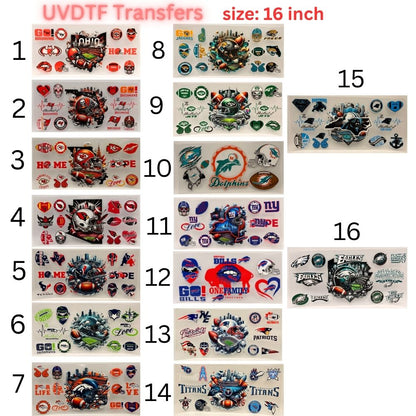 Football Team Inspired UVDTF Cup Wrap | 16oz Libbey Glass Transfer | Sports Fan Tumbler Wrap | Game Day Cup Decal | Football Lover Gift