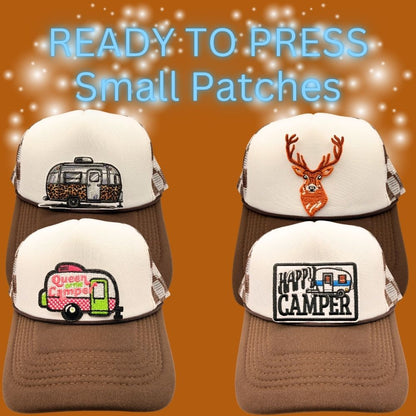 ⛺✨ Ready-to-Press Small Embroidered Patches – Camping & Outdoors Collection