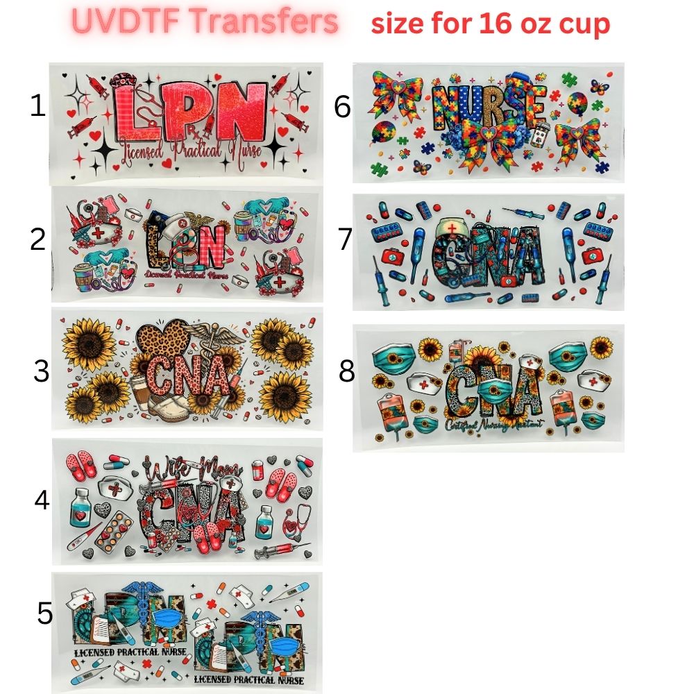 Nurse UV DTF Cup Wrap for 16oz Glass Can | Medical CNA LPN Healthcare Tumbler Transfer | Cute Nurse Life Drinkware Decal