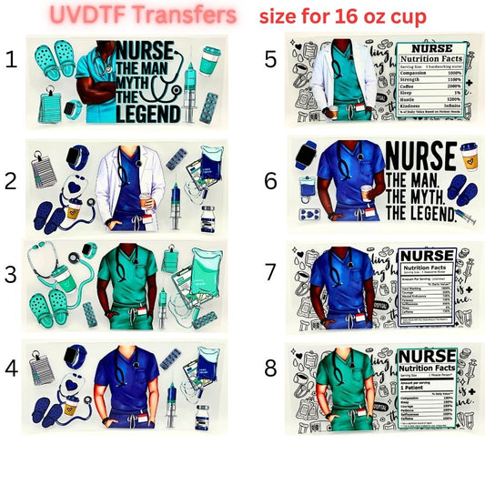 Nurse UVDTF Cup Wrap | Medical Tumbler Decal | Healthcare Scrubs Design | 16oz Glass Cup Transfer | Nurse Life Gift