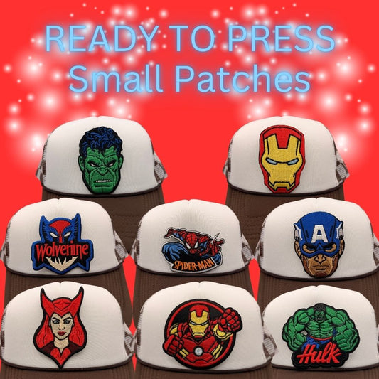 Ready-to-Press Small Character Patches – Cartoon Hero Style Embroidered Appliqués for Hats, Bags & Clothing
