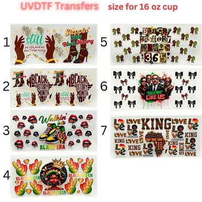 Cultural Heritage UVDTF Cup Wrap | Empowerment Glass Cup Decal | Afro-Inspired Tumbler Wrap | 16oz Libbey Transfer