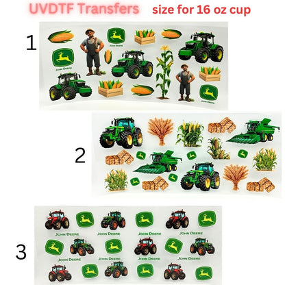 Farm Tractor UV DTF Wrap for 16oz Glass Can | Agriculture Corn Harvest Cup Wrap | Country Farming Tumbler Decal