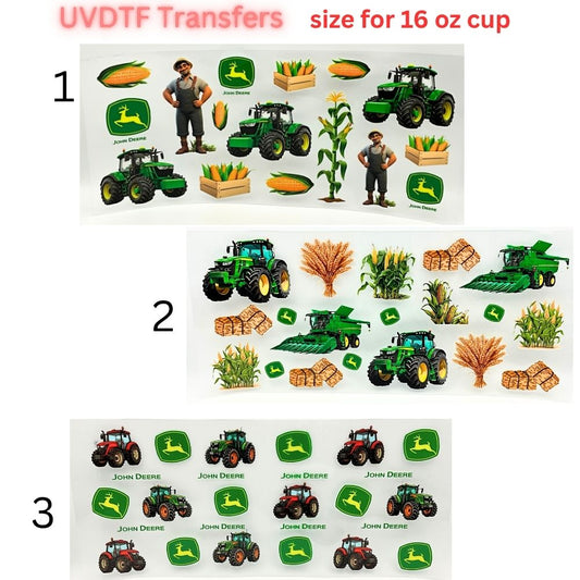 Farm Tractor UV DTF Wrap for 16oz Glass Can | Agriculture Corn Harvest Cup Wrap | Country Farming Tumbler Decal