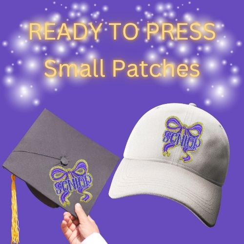 Ready to Press Senior Bow Small Patches – Graduation Cap & Hat Embroidery
