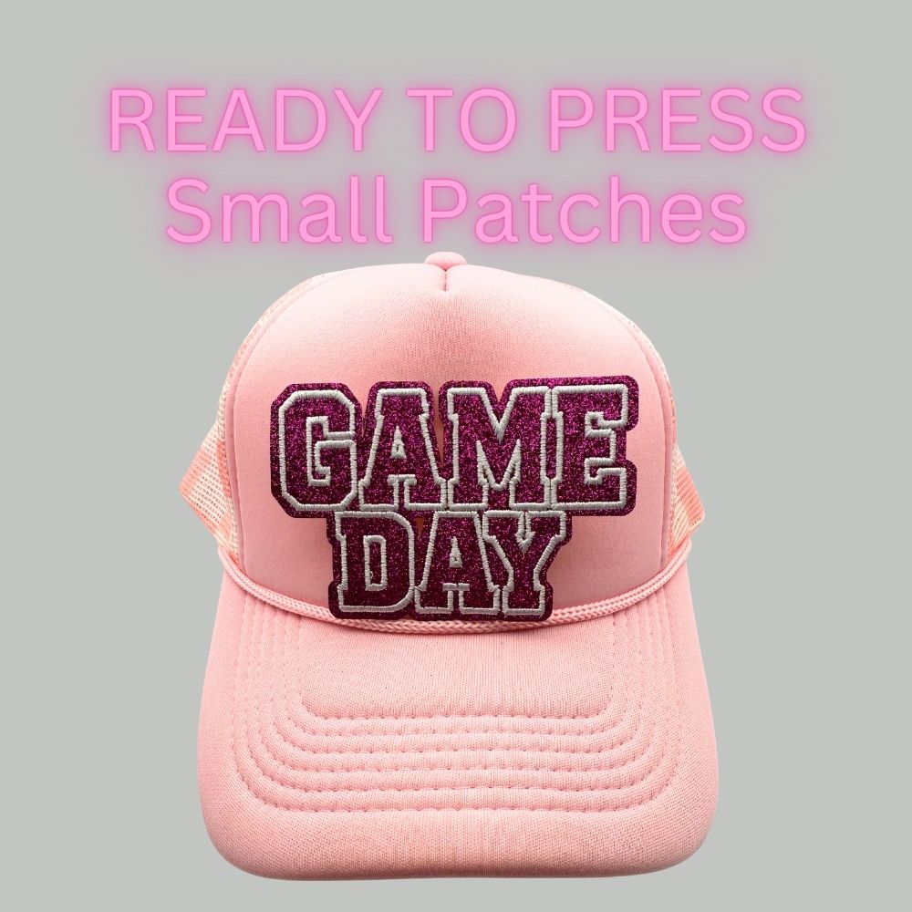 Ready to Press “Game Day” Glitter Patches – Sparkly Heat Press Patches for Hats, Tees & DIY Apparel (Multiple Colors)