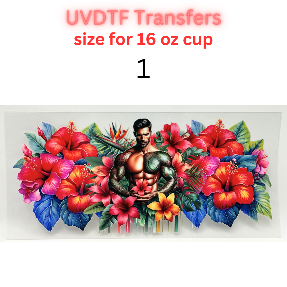 Tattooed Cowboy UV DTF Cup Wrap | Western Floral Glass Can Decal | 16 oz Cup Transfer | Waterproof Permanent Sticker