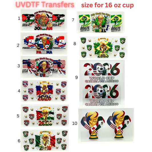 Soccer Tournament Cup Wraps 2026 | UVDTF 16oz Glass Can Wrap | Country-Inspired Football Designs | World Sports Fan Decals