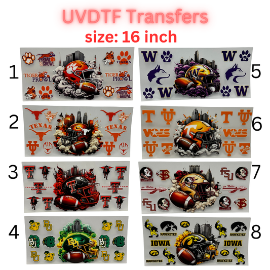 Game Day Football Helmet UV DTF Transfer Sheet – 16 Inch | College Color Inspired Designs