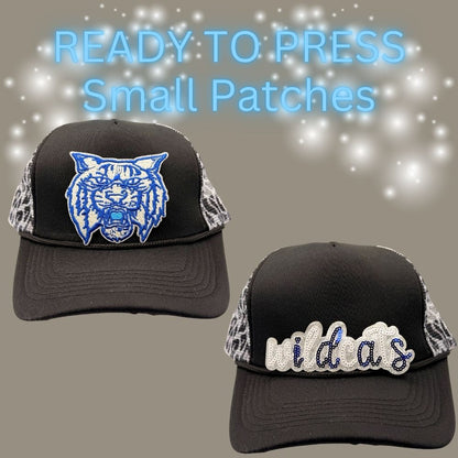 🐾💙 Ready-to-Press Small Mascot & Script Patches – Wildcat Collection