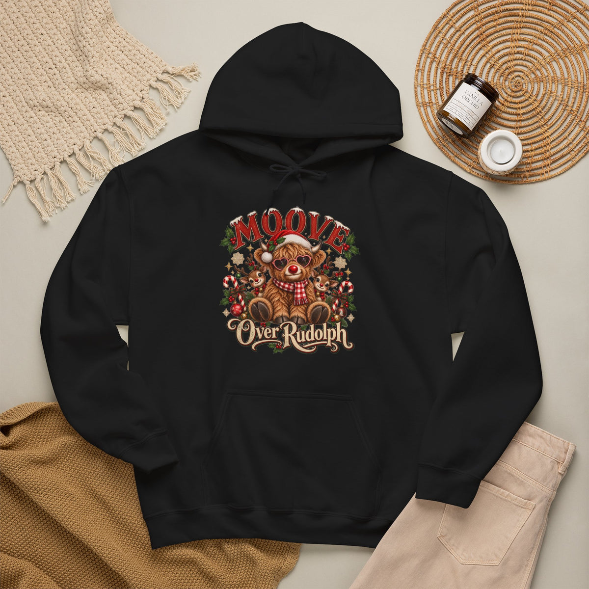 Moove Over Rudolph Hoodie — Cute Reindeer Christmas Graphic Sweatshirt