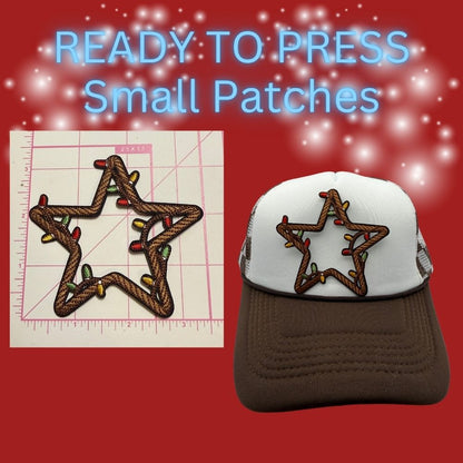 READY TO PRESS – Small Christmas Patch Collection (Cow Skull & Star Lights)