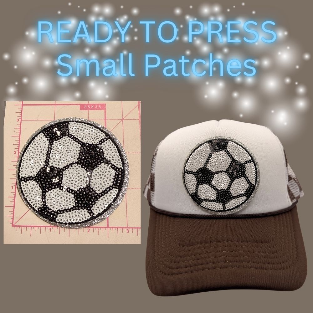 🏈⚾🏀🏐 READY TO PRESS – Sequin Sports Ball Patches (Small) ✨