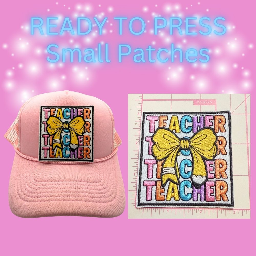 🍎✨ Ready to Press Small Patches – Teacher & Classroom Inspired Designs