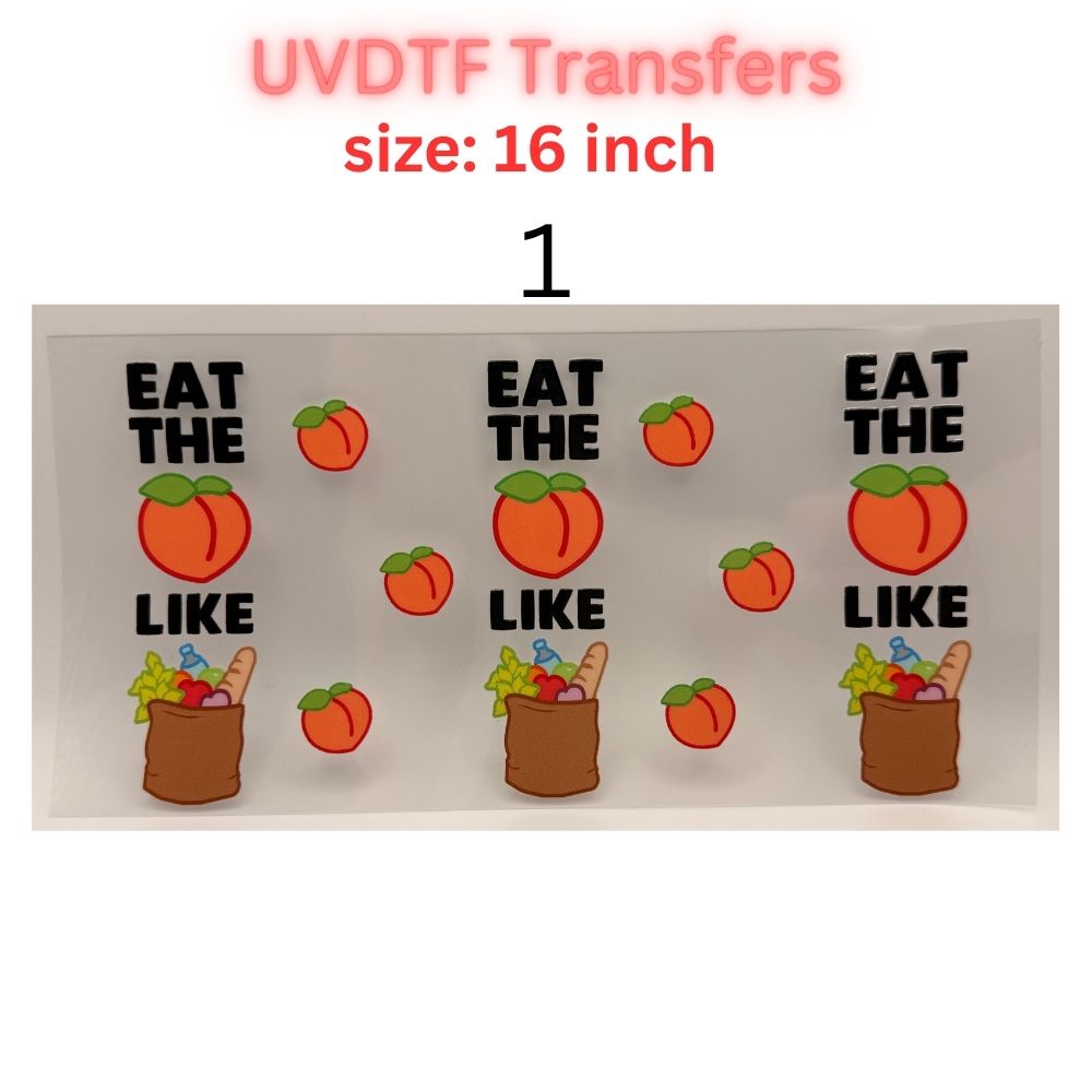 Funny Peach Grocery UV DTF Transfer – 16 Inch