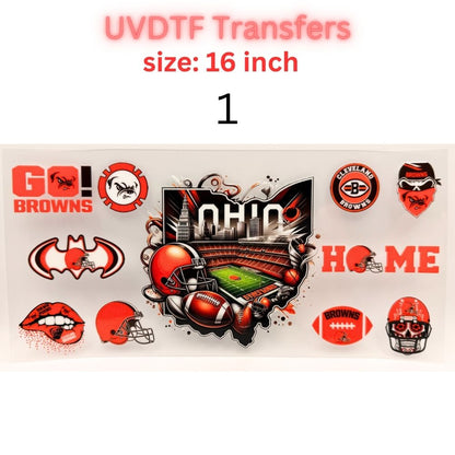 Football Team Inspired UVDTF Cup Wrap | 16oz Libbey Glass Transfer | Sports Fan Tumbler Wrap | Game Day Cup Decal | Football Lover Gift