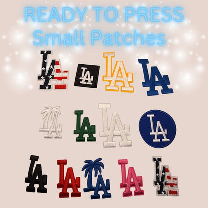 Ready-to-Press Small LA Letter Patches | Chenille Embroidered Iron-On Appliqués | Multiple Colors & Styles