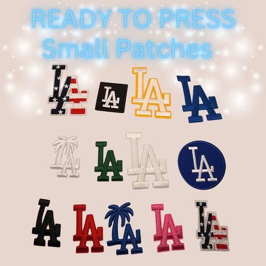 Ready-to-Press Small LA Letter Patches | Chenille Embroidered Iron-On Appliqués | Multiple Colors & Styles