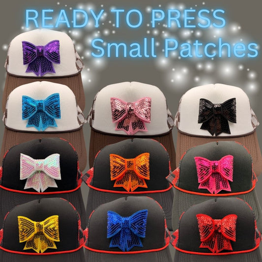 READY TO PRESS Sequin Bow Patches – Small Size (Multiple Colors)