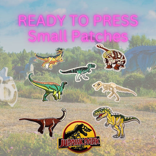 Ready to Press Dinosaur Patches – Cute Embroidered Heat Press Patches for Hats, Kids Shirts & DIY Apparel
