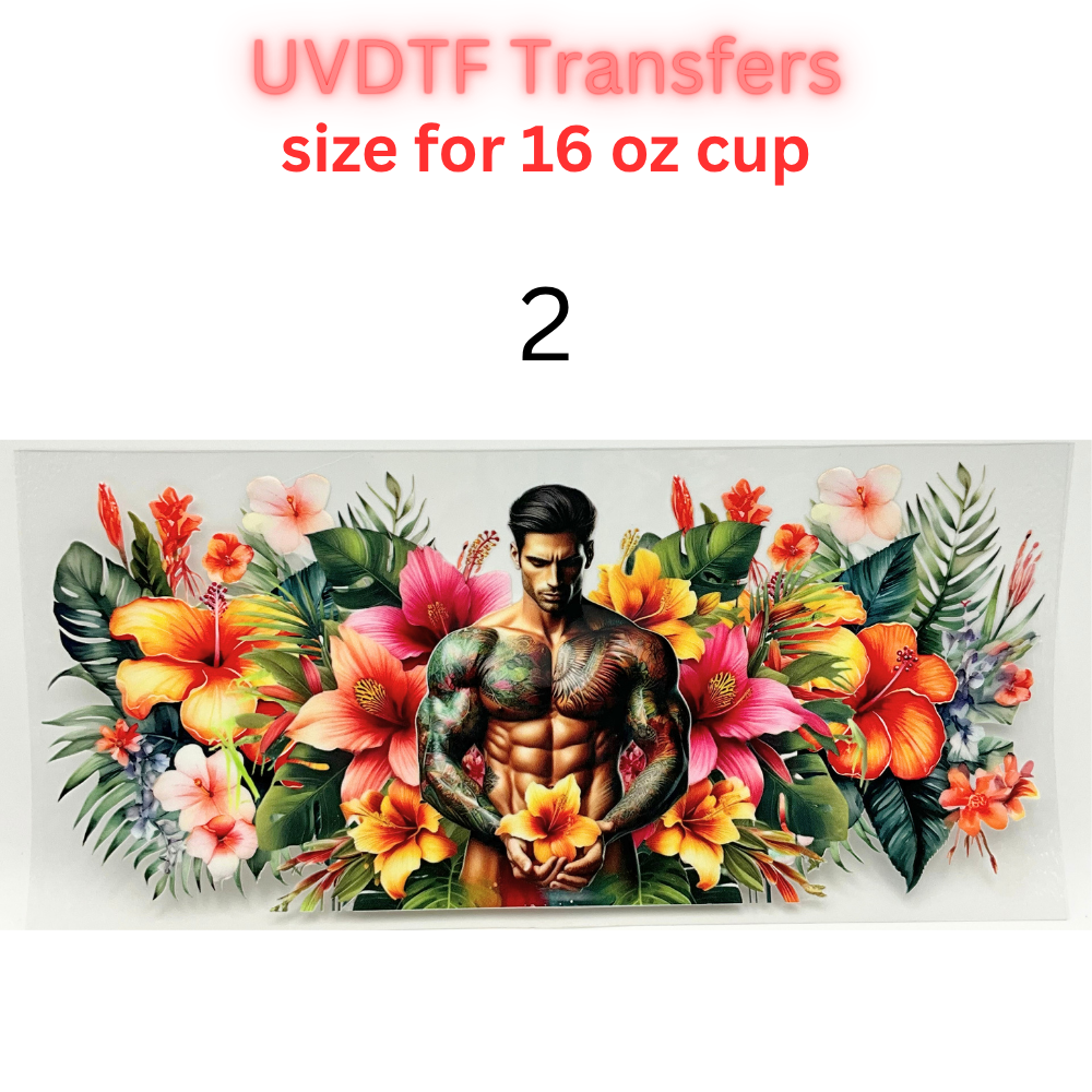 Tattooed Cowboy UV DTF Cup Wrap | Western Floral Glass Can Decal | 16 oz Cup Transfer | Waterproof Permanent Sticker