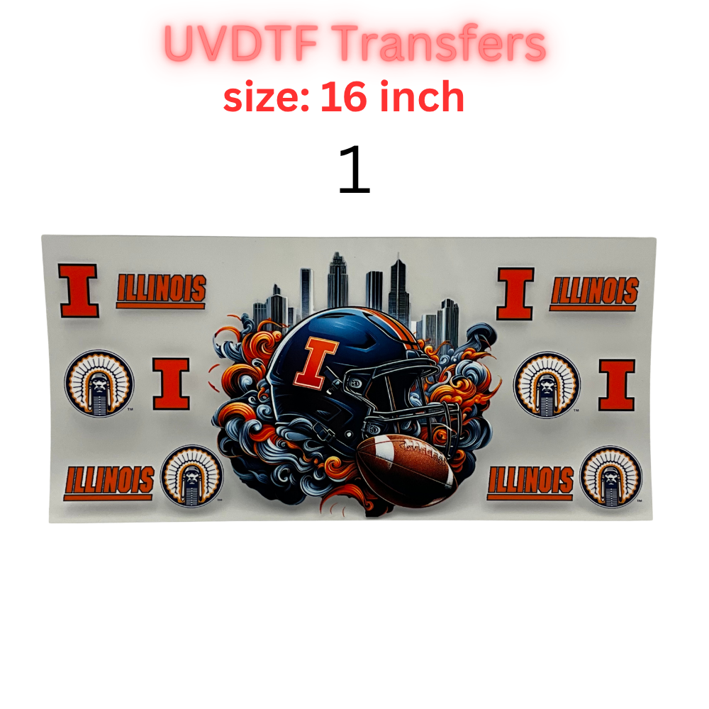 Football Helmet City Vibes UV DTF Transfer Sheet – 16 Inch | Game Day Inspired Designs