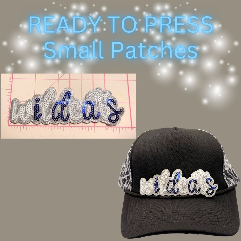 🐾💙 Ready-to-Press Small Mascot & Script Patches – Wildcat Collection