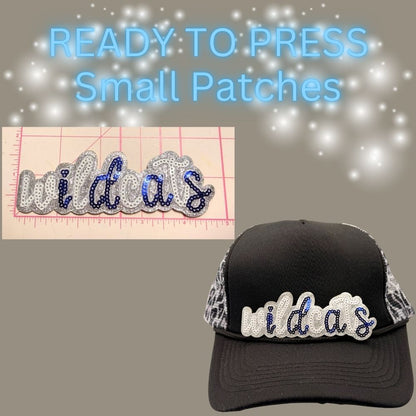 🐾💙 Ready-to-Press Small Mascot & Script Patches – Wildcat Collection