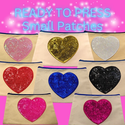 READY TO PRESS Sequin Heart Patch – Small
